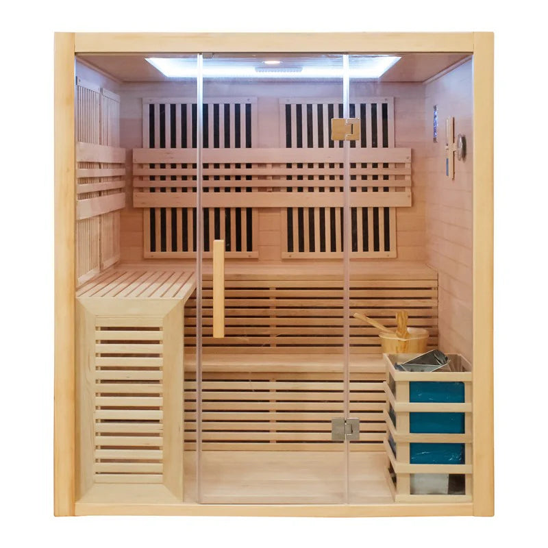 4 Person Indoor Sauna with Infrared and Traditional Stove – 6100W