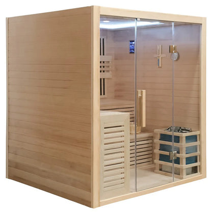 4 Person Indoor Sauna with Infrared and Traditional Stove – 6100W