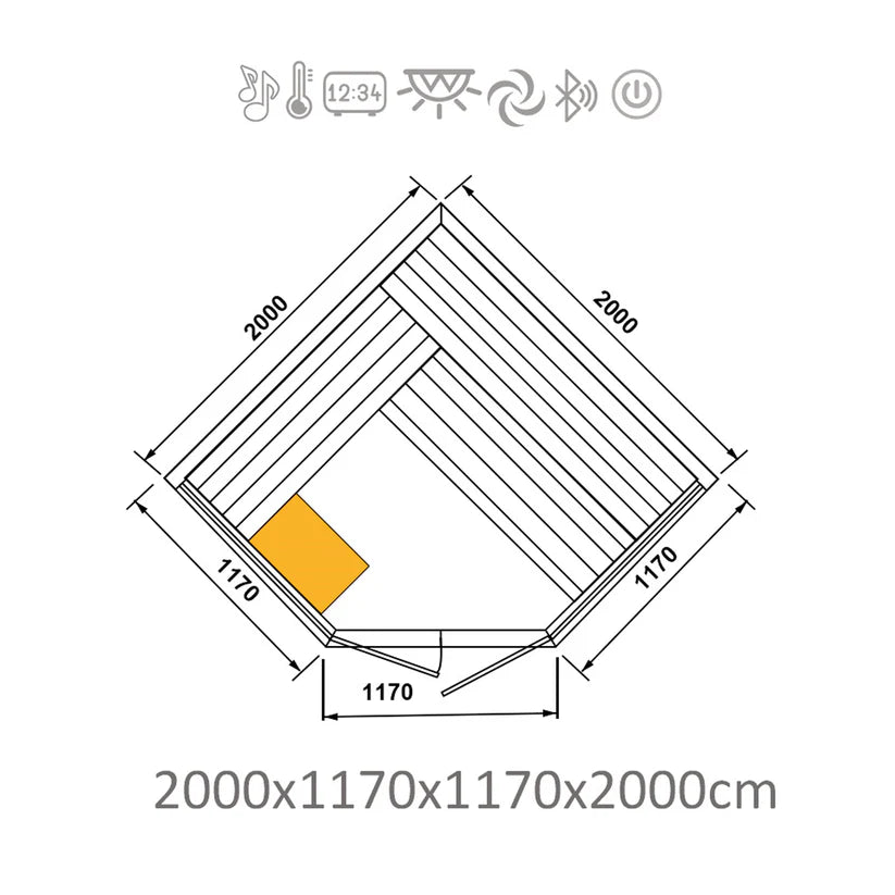 6-8 Person Traditional Corner Indoor Sauna